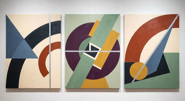 Abstract Geometric Art, Modern Paintings for Mid Century Living Room, Multi Panel Canvas Paintings-artworkcanvas