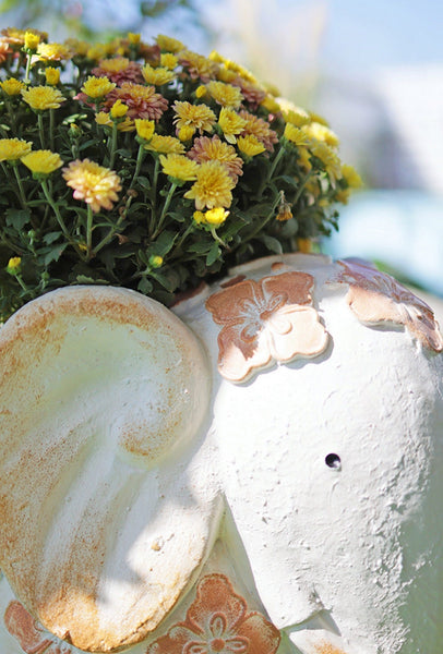 Animal Statue for Garden Ornaments, Oversized Modern Garden Flower Pot, Extra Large Elephant Garden Flowerpots, Resin Statue for Garden, Villa Outdoor Garden Flower Pots-artworkcanvas