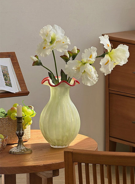 French Vintage Glass Flower Vases, Glass Bud Vases, Flower Vases on Table, Handmade Water Holding Flower Vases-artworkcanvas