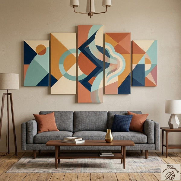 Geometric Modern Art, Colorful Abstract Paintings, Hand Painted Acrylic Art, Contemporary Canvas Paintings-artworkcanvas