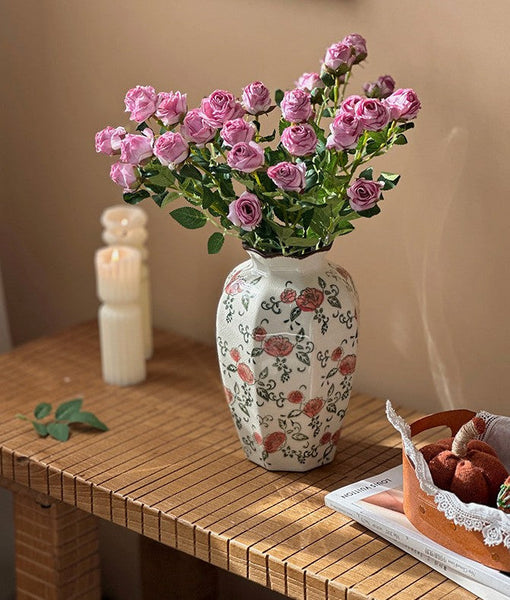 Rustic Porcelain Flower Vases, Handmade Water Holding Flower Vases, Ceramic Bouquet Vases, Tall Flower Vases on Table-artworkcanvas