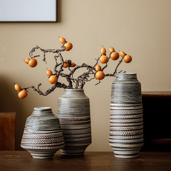 Centerpiece on Dining Table, Handmade Pottery Flower Vases Urn, Modern Bouquet Flower Vases, Water Holding Flower Vases, Large Flower Vase on Table-artworkcanvas