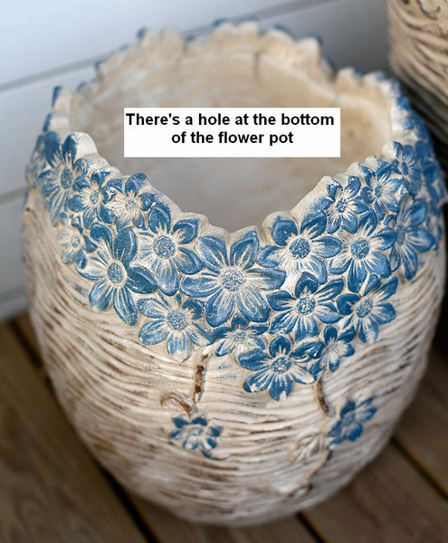 Extra Large Garden Flower Planters, Oversized Garden Flower Pot, Garden Ornaments, Large Resin Gardern Flower Planter, Modern Outdoor Garden Flower Pots-artworkcanvas