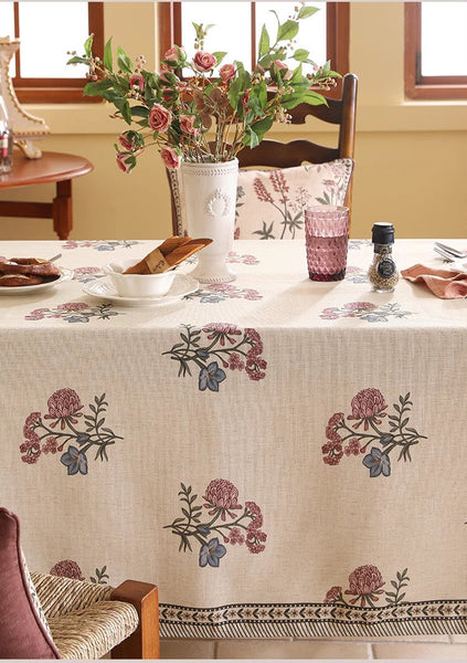 Beautiful Large Modern Tablecloth, Spring Flower Rustic Table Cover, Rectangle Tablecloth for Dining Table, Square Linen Tablecloth for Coffee Table-artworkcanvas