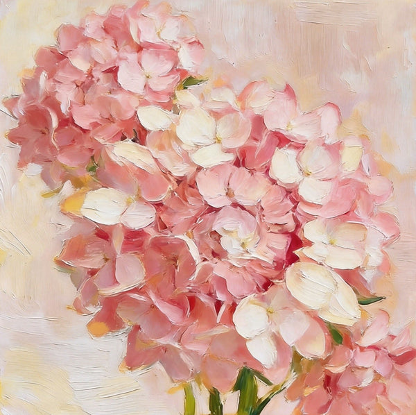 Small Canvas Artwork, Pink Hydrangeas in Full Bloom, Hand Painted Canvas Art, Still Life Painting, Original Flower Paintings, Buy Small Artwork Online-artworkcanvas