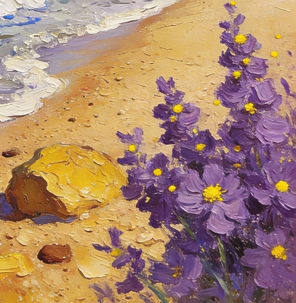 Original Small Paintings on Canvas, Seashore Beach, Small Landscape Paintings, Small Paintings on Canvas, Hand Painted Canvas Art, Palette Knife Impasto Paintings-artworkcanvas