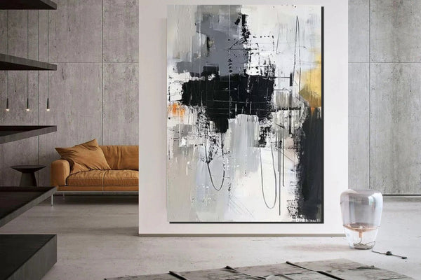 Large Paintings Behind Sofa, Large Painting for Living Room, Acrylic Paintings on Canvas, Heavy Texture Painting, Buy Paintings Online-artworkcanvas