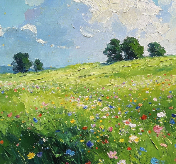 Small Wall Paintings, Green Hills and Blue Sky, Original Small Paintings, Small Oil Paintings, Landscape Artwork Small Paintings-artworkcanvas