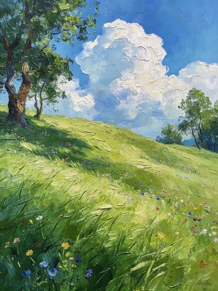 The Lively Spring Hillside, Landscape Small Paintings, Original Artwork Small Paintings, Heavy Texture Oil Paintings, On Canvas Small Paintings, Hand Painted Canvas Art-artworkcanvas