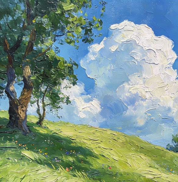 The Lively Spring Hillside, Landscape Small Paintings, Original Artwork Small Paintings, Heavy Texture Oil Paintings, On Canvas Small Paintings, Hand Painted Canvas Art-artworkcanvas