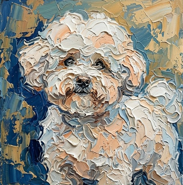 Bichon Frise Dog Portrait, Abstract Pet Portrait Painting, Hand Painted Canvas Art, Impasto Artwork, Original Acrylic Paintings, Heavy Texture Painting, Small Art on Canvas-artworkcanvas