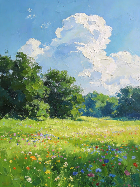 Small Oil Paintings, A Verdant Hillside in Summer, Original Small Paintings, Small Wall Paintings, Landscape Artwork Small Paintings-artworkcanvas