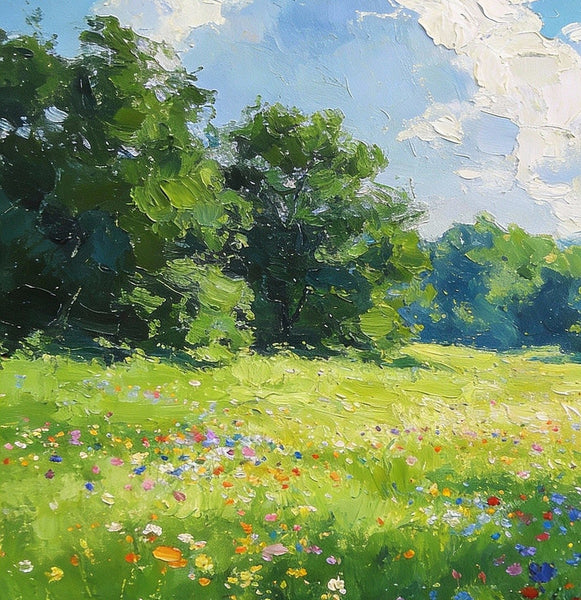 Small Oil Paintings, A Verdant Hillside in Summer, Original Small Paintings, Small Wall Paintings, Landscape Artwork Small Paintings-artworkcanvas