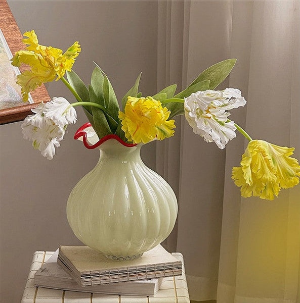 Unique Handmade Vase for Flowers, French Vintage Glass Flower Vases, Glass Bud Vases, Flower Vases on Table-artworkcanvas