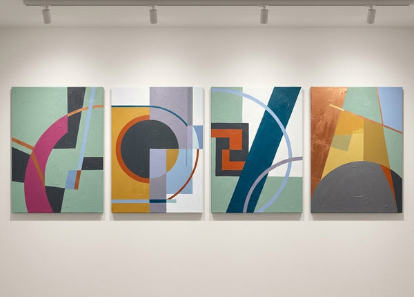 Large Modern Paintings for Living Room, Multi Panel Canvas Paintings, Geometric Contemporary Art, Original Abstract Artwork-artworkcanvas