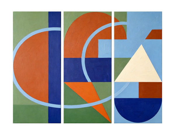 Large Group Paintings, Geometric Abstract Paintings, Modern Paintings for Living Room, Multi Panel Canvas Art-artworkcanvas