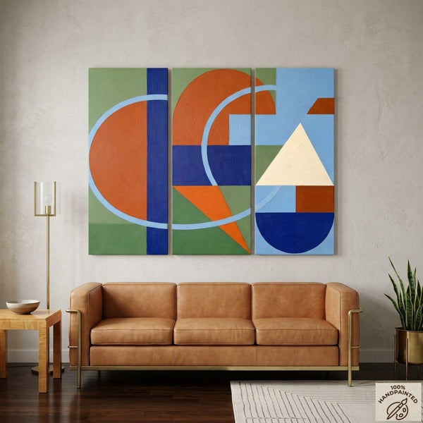 Large Group Paintings, Geometric Abstract Paintings, Modern Paintings for Living Room, Multi Panel Canvas Art-artworkcanvas