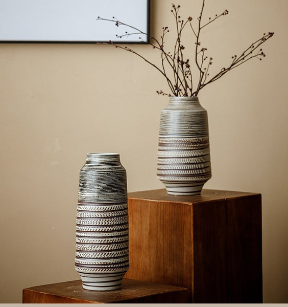 Modern Bouquet Flower Vases, Centerpiece on Dining Table, Handmade Pottery Flower Vases Urn, Water Holding Flower Vases, Large Flower Vase on Table-artworkcanvas