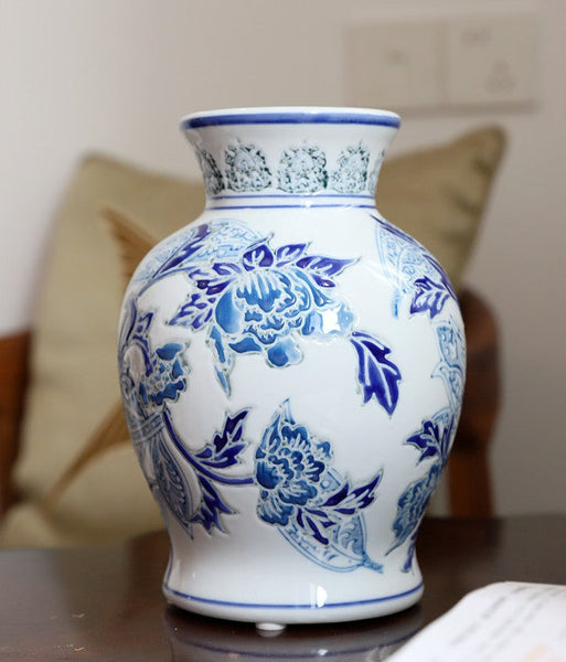 Handmade Flower Vase, Vintage Flower Vases on Dining Table, Porcelain Flower Vases, Centerpiece Ceramic Bouquet Vases-artworkcanvas