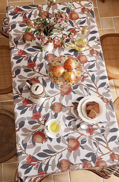 Hawthorn Tablecloth for Round Table, Modern Kitchen Table Cover, Linen Table Cover for Dining Room Table, Simple Modern Rectangle Tablecloth Ideas for Oval Table-artworkcanvas