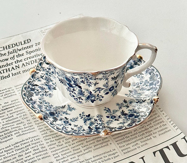 French Style China Porcelain Tea Cup Saucer Set, 7.8 oz Tea Cup and Saucers, Royal Ceramic Cups, Elegant Vintage Ceramic Coffee Cups for Traditional Afternoon Tea-artworkcanvas