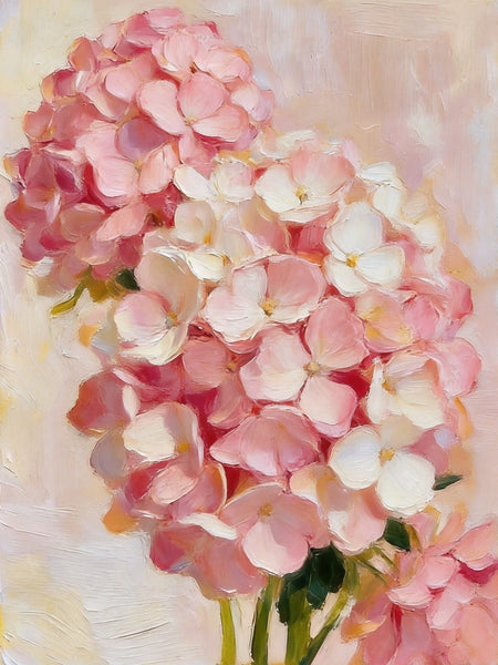 Blooming Pink Hydrangea, Original Flower Paintings, Hand Painted Canvas Art, Original Oil Paintings, Small Canvas Wall Art Paintings