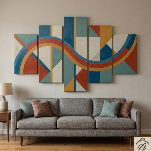 Bedroom Contemporary Canvas Paintings, Colorful Abstract Paintings, Geometric Modern Art, Hand Painted Acrylic Art
