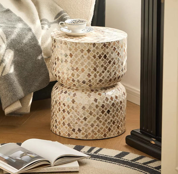 Elegant Small End Table, Modern Side Table, Contemporary Bedside Table, Bedside Small Side Table, Creative Coffee Table, Contemporary Side Table, Portable Casual Side Table, Shell Small Sofa Side Table-artworkcanvas