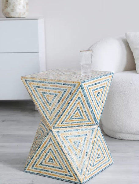 Contemporary Small Sofa Side Table, Shell Small Side Table, Unique Small End Table, Portable Casual Side Table, Creative Coffee Table-artworkcanvas