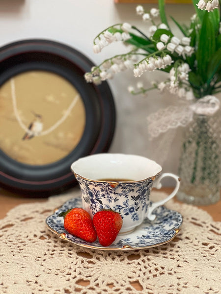 French Style China Porcelain Tea Cup Saucer Set, 7.8 oz Tea Cup and Saucers, Royal Ceramic Cups, Elegant Vintage Ceramic Coffee Cups for Traditional Afternoon Tea-artworkcanvas