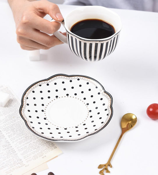 Unique Porcelain Cup and Saucer, Afternoon British Tea Cups, Creative Porcelain Tea Cup Saucer Set, Elegant Modern Ceramic Coffee Cups-artworkcanvas