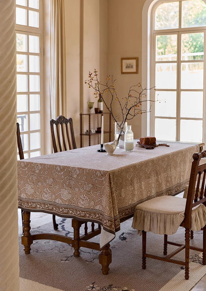 Dining Room Flower Table Cloths, Farmhouse Table Cloth, Extra Large Rectangular Table Covers for Kitchen, Square Tablecloth for Round Table-artworkcanvas