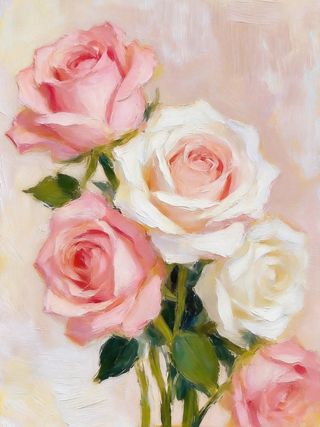 Hand Painted Canvas Art, A Bunch of Pink Rose Flowers, Original Oil Paintings, Original Flower Paintings, Small Canvas Artwork-artworkcanvas