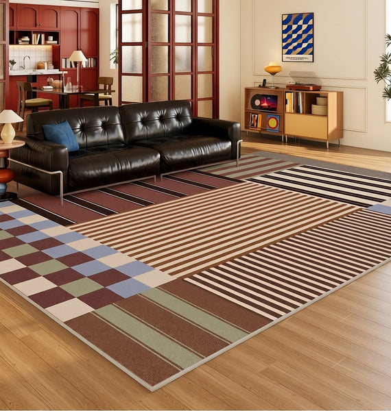 Washable Modern Rugs for Living Room, Contemporary Modern Rugs Next to Bed, Contemporary Geometric Rugs for Living Room