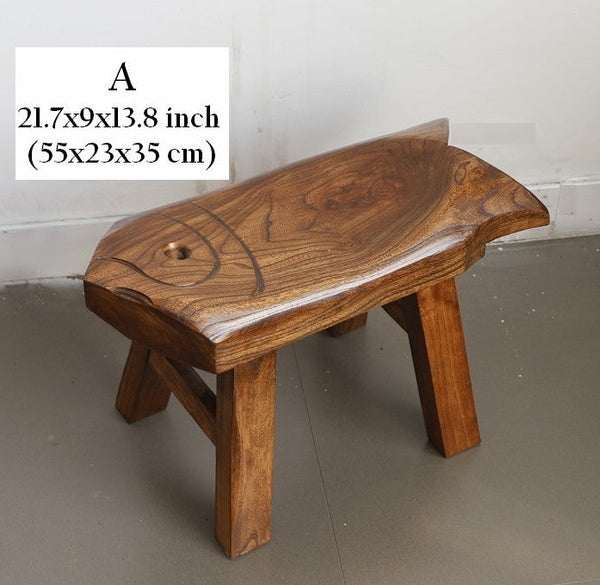 Solid Wood low Stool, Creative Shoe-changing Stool, Handmade Vintage Old Elm Wood Stool, Children's Wooden Stool, Sofa Stool, Dining Table Stool-artworkcanvas