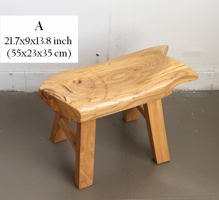 Children's Wooden Stool, Sofa Stool, Dining Table Stool, Handmade Solid Wood low Stool, Creative Shoe-changing Stool, Old Elm Wood Stool-artworkcanvas