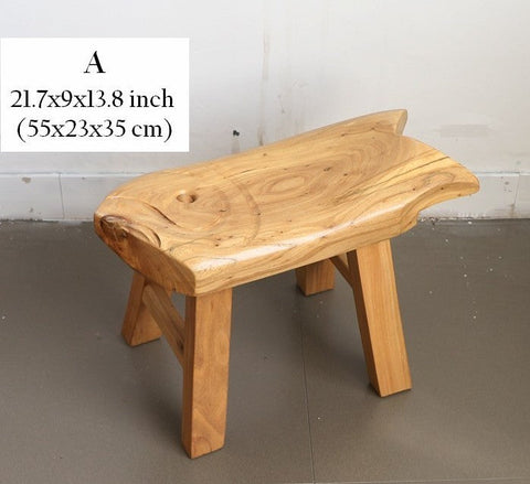 Children's Wooden Stool, Sofa Stool, Dining Table Stool, Handmade Solid Wood low Stool, Creative Shoe-changing Stool, Old Elm Wood Stool-artworkcanvas