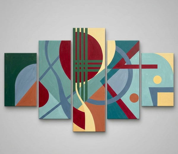 Geometric Modern Art, Hand Painted Acrylic Art, Contemporary Canvas Paintings, Colorful Abstract Paintings-artworkcanvas