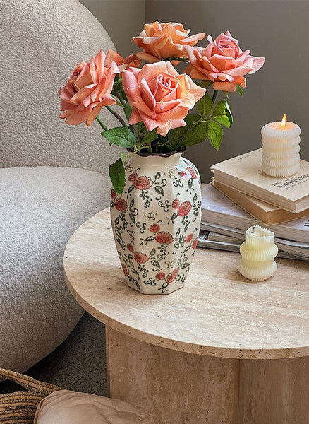 Rustic Porcelain Flower Vases, Handmade Water Holding Flower Vases, Ceramic Bouquet Vases, Tall Flower Vases on Table-artworkcanvas