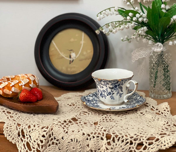 French Style China Porcelain Tea Cup Set, Unique Tea Cup and Saucers, Royal Ceramic Cups, Elegant Vintage Ceramic Coffee Cups for Afternoon Tea