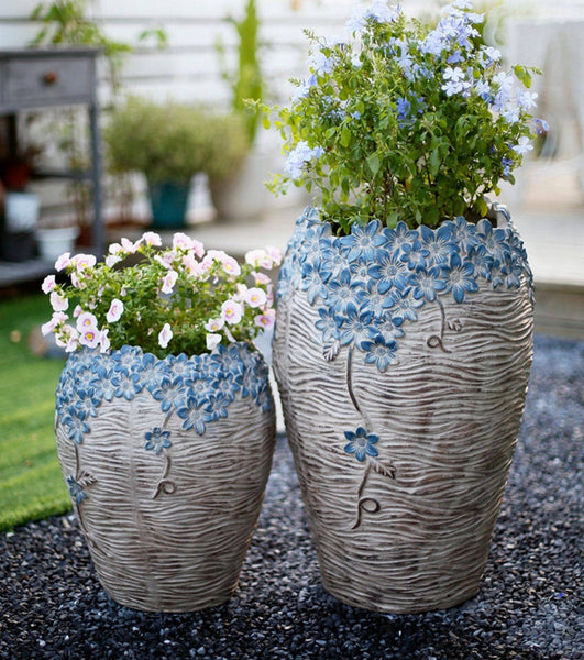 Extra Large Garden Flower Planters, Oversized Garden Flower Pot, Garden Ornaments, Large Resin Gardern Flower Planter, Modern Outdoor Garden Flower Pots-artworkcanvas