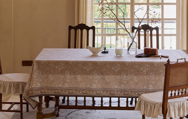 Dining Room Flower Table Cloths, Farmhouse Table Cloth, Extra Large Rectangular Table Covers for Kitchen, Square Tablecloth for Round Table-artworkcanvas