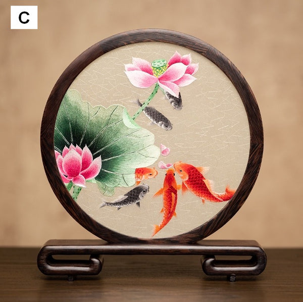 Exclusive Business Present Panda Embroidered Decor, Traditional Chinese Suzhou Embroidery Ornament, Premium Souvenir, Unique Birthday Gift-artworkcanvas