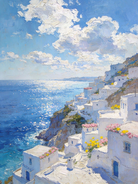 Small Original Paintings, A Peaceful Afternoon on the Aegean, Impasto Paintings, Small Oil Paintings, Small Wall Paintings, Landscape Artwork Canvas Paintings-artworkcanvas