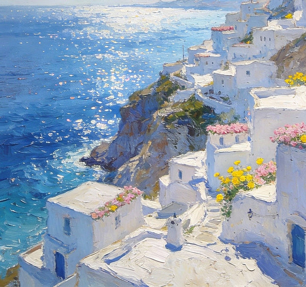 Small Original Paintings, A Peaceful Afternoon on the Aegean, Impasto Paintings, Small Oil Paintings, Small Wall Paintings, Landscape Artwork Canvas Paintings-artworkcanvas