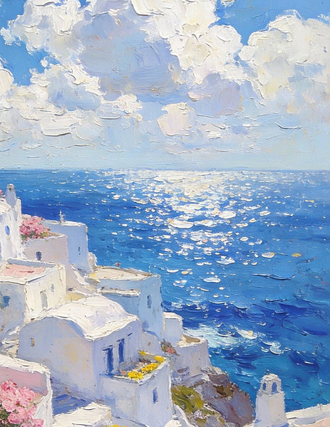 Aegean Summer - Infinite Azure, Seashore Beach Paintings, Small Landscape Oil Paintings, Original Small Paintings, Small Paintings on Canvas, Hand Painted Art-artworkcanvas