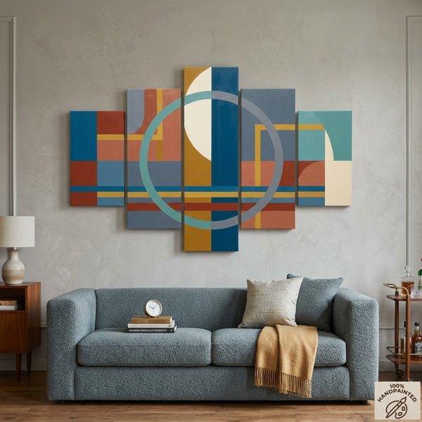 Bedroom Wall Art Paintings, Colorful Abstract Paintings, Geometric Modern Art, Hand Painted Acrylic Art-artworkcanvas