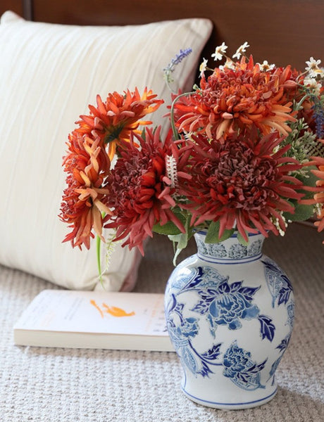 Porcelain Flower Vases, Centerpiece Ceramic Bouquet Vases, Handmade Flower Vase, Vintage Flower Vases on Dining Table-artworkcanvas