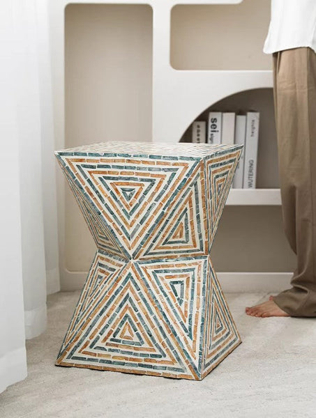 Contemporary Small Sofa Side Table, Shell Small Side Table, Unique Small End Table, Portable Casual Side Table, Creative Coffee Table-artworkcanvas