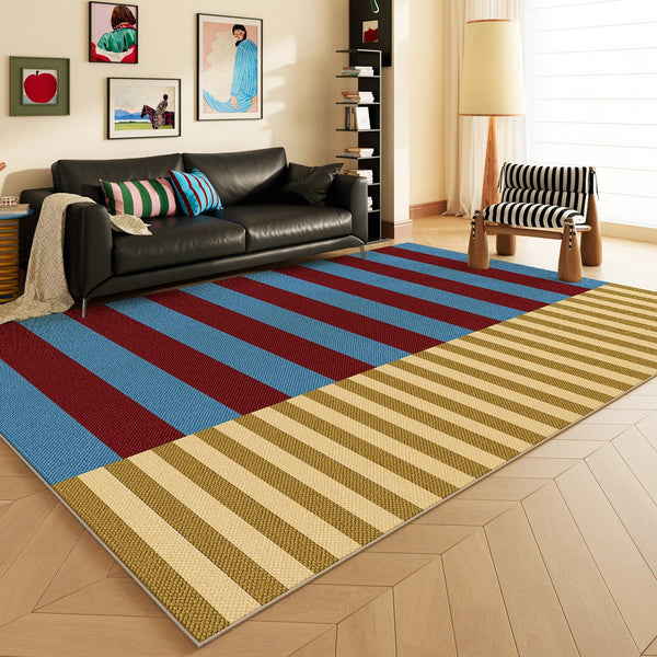 Modern Living Room Rug Ideas, Blue Mid Century Modern Rugs, Colorful Modern Rugs for Dining Room, Geometric Contemporary Area Rugs-artworkcanvas